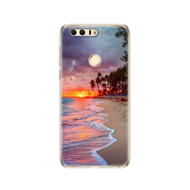 phone case for huawei honor 8 soft tpu silicon back cover 360 full protective printing clear coque