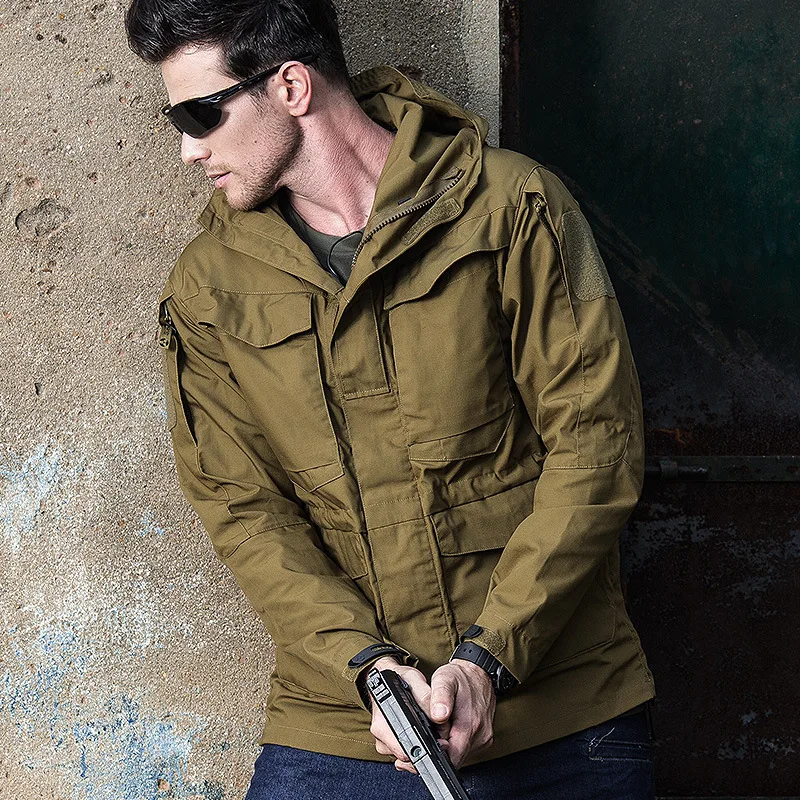 Походная куртка Wndbreaker зимнее пальто Мужская военная куртка водонепроницаемая однотонная куртка с капюшоном мужское длинное пальто Дизайнерская одежда - Цвет: brown