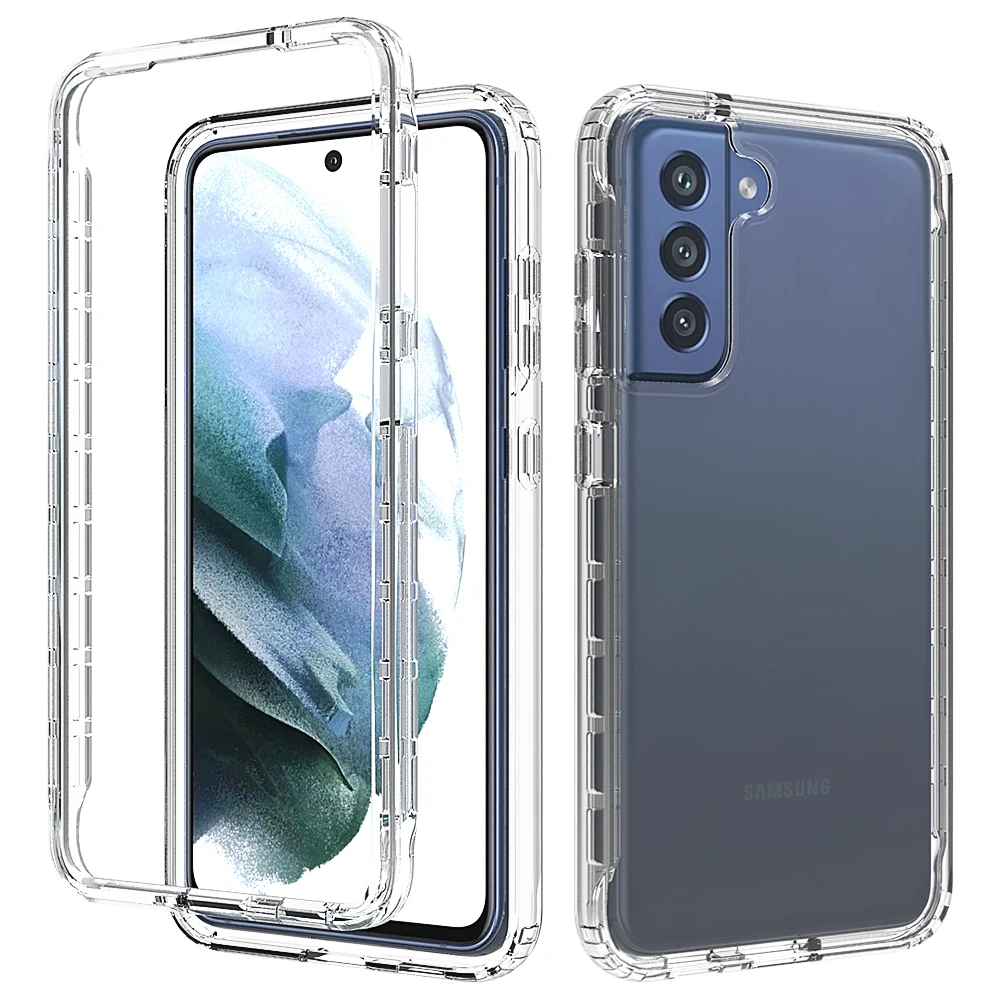 

2 in 1 Rugged Armor Shockproof Case For Samsung Galaxy S21 FE Anti-slip Soft TPU Bumper Hard PC Transparent Acrylic Back Cover