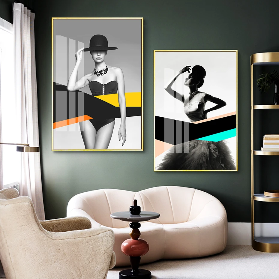 

Modern Fashion Model Figure Canvas Painting Wall Art Posters and Prints Gallery Pictures for Living Room Interior Home Decor