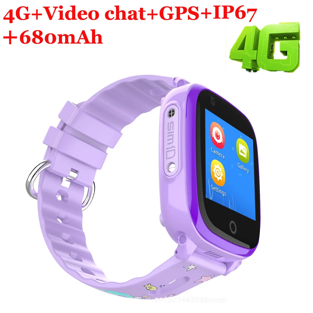 Умные часы для детей 4g gps LBS Wifi Smartwatch для детей IP67 водонепроницаемые видео-звонки Часы Анти-потери Детские умные часы подарки - Цвет: purple