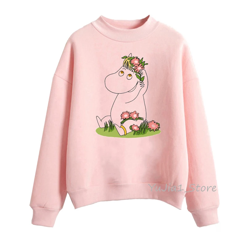  Cute Whisky Design Moomins hoodies women harajuku kawaii hoodie pink funny sudadera mujer winter cl