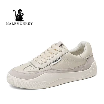 

MALEMONKEY 831645 Ladies Flat Shoes Lace-up Casual Sneakers Shoes White 2020 Fashion Breathable Bottom Comfortable Women Shoes