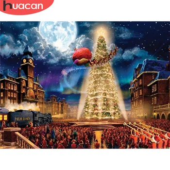 

HUACAN 5D DIY Diamond Painting Christmas Tree Cross Stitch Kits Diamond Embroidery Landscape Art Rhinestone Home Decoration
