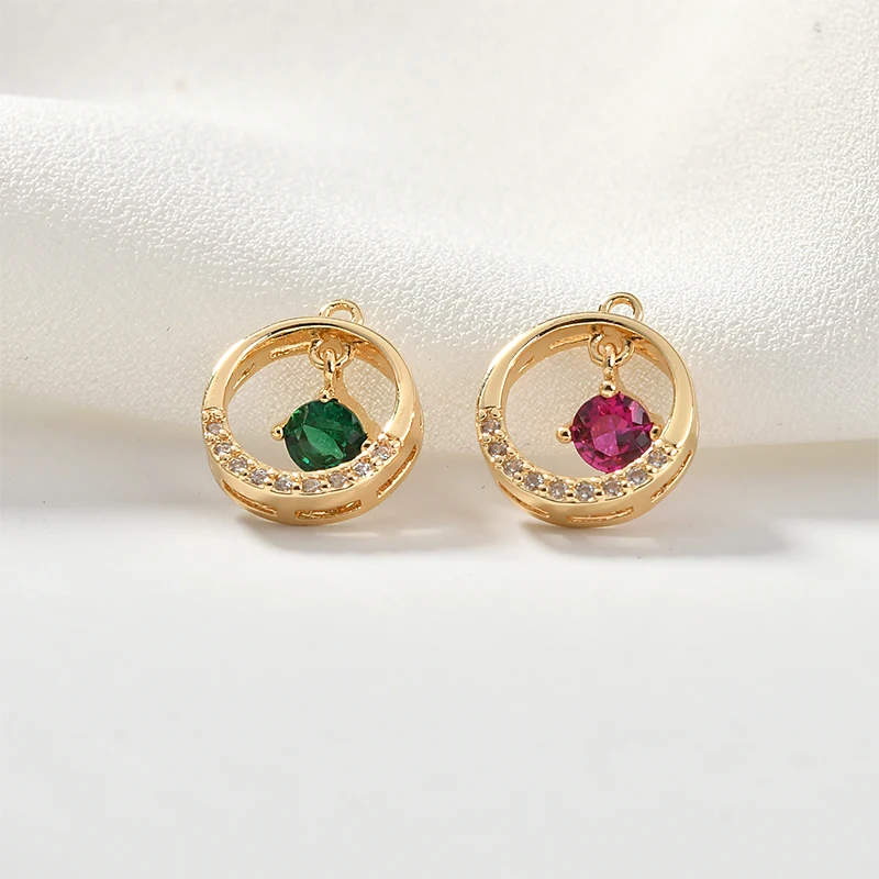 Круглый Кулон из циркона с медным покрытием 18K аксессуары настоящего золота DIY