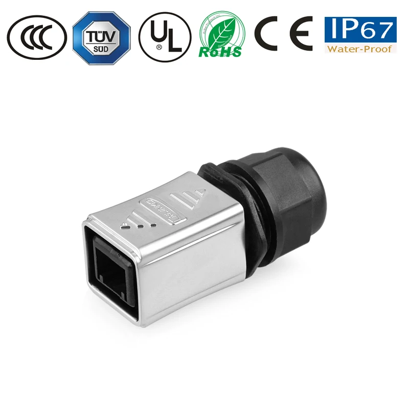 RJ45 водонепроницаемый разъем сигнала металлическая розетка кабель/провод/панель IP67 RJ45 разъем