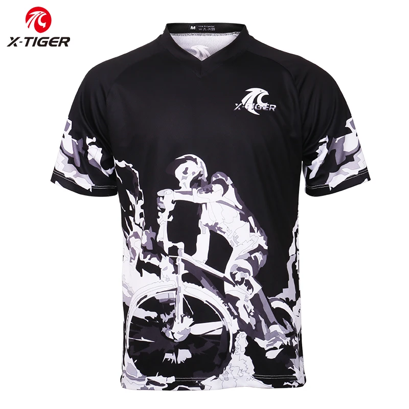 thumbnail image 1 of Camisetas de descenso de manga corta X-Tiger, camiseta de verano para hombre para bicicleta de montaña, ropa deportiva para ciclismo al aire libre, camiseta de carreras para bicicleta de carretera DH, 1 of 5