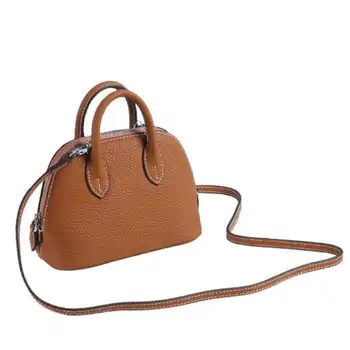 

Natural Cowhide Leather Bag Shell Shape Bag women's slant straddle small bag 2020 new simple and versatile Leather Bag