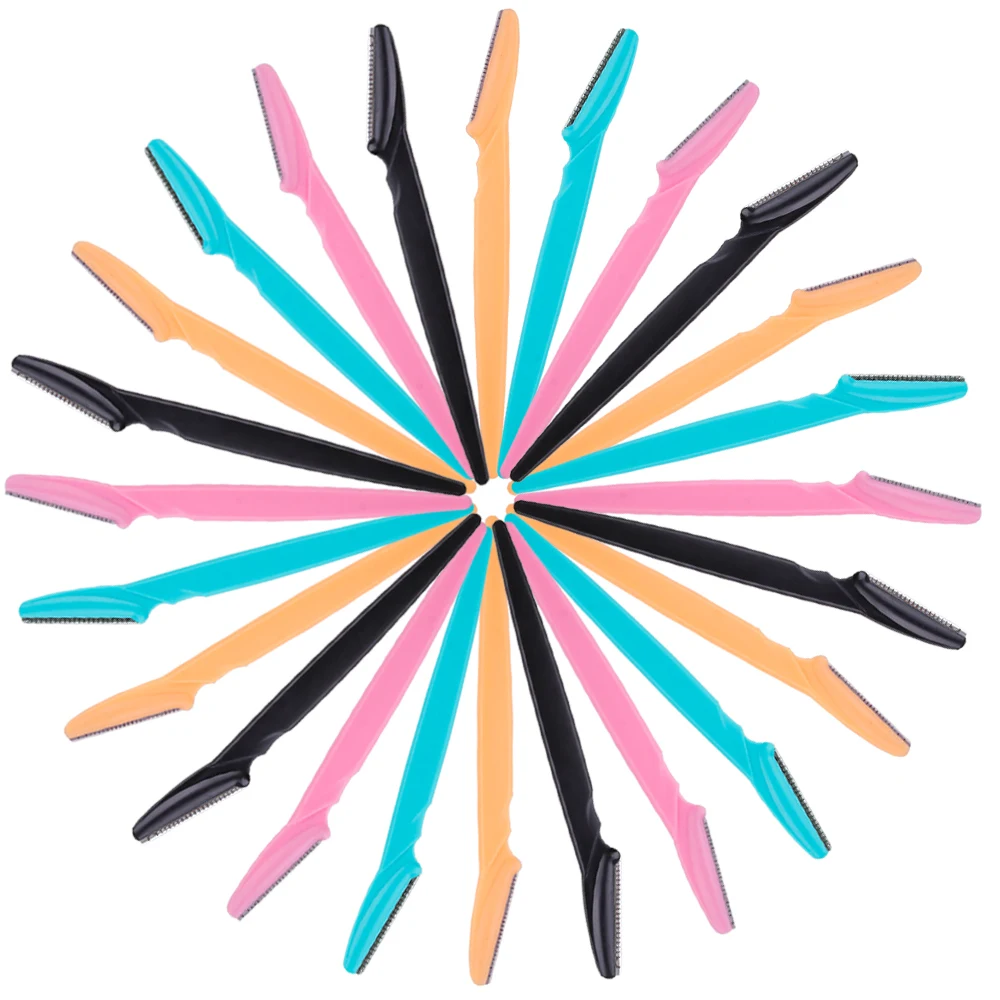 20Pcs Eye Brow Trimmer Portable Face Blades Shaver Hair Removal Cutters Safety Eyebrow Cutters Makeup Dermaplaning Tools
