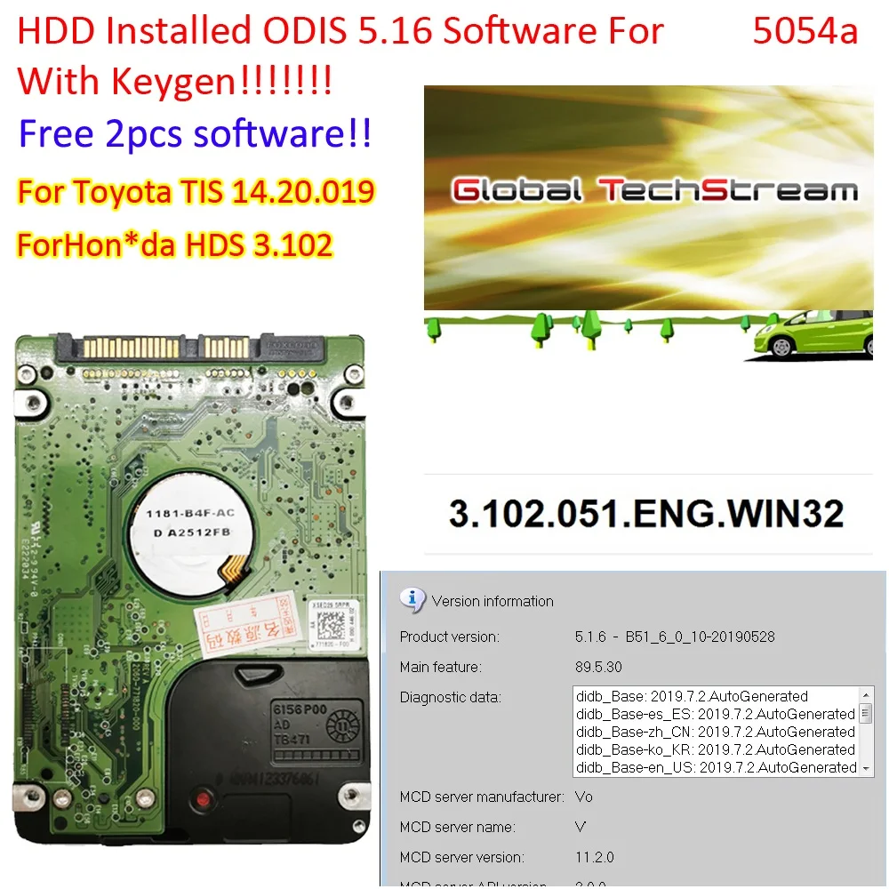 HDD с 5054 ODIS V5.16 keygen установлен заменить OTC Techstream& Ho. n d. a HDS 5054A с двумя бесплатными программным обеспечением - Цвет: HDD with ODIS 5.16