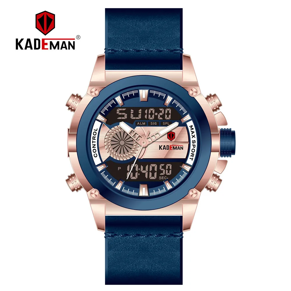 Топ бренд двойной дисплей lcd наручные часы KADEMAN мужские часы спортивные цифровые часы Роскошные военные мужские автоматические новые модные часы - Цвет: K347-RGBE-RG-BE