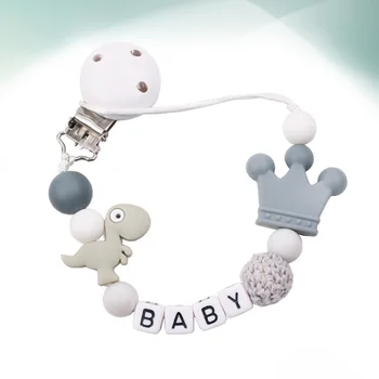 

1Pc Baby Pacifier Chain Silicone Infant Soother Pacifier Chain Baby Teether Ring Anti-drop Pacifier Strap Clip (Grey)