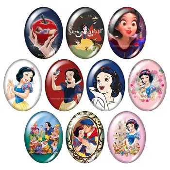 

TB0246 Princess Snow white 10pcs mixed 13x18mm/18x25mm/30x40mm Oval photo glass cabochon demo flat back Jewelry findings
