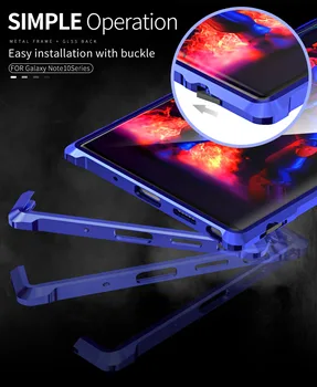 

For Samsung Note 10 Pro Bumper Ultra Thin Metal Frame with Tempered Glass Back Cover Case for Samsung Galaxy Note 10 Pro Note10