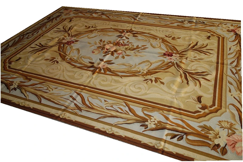 Французские ковры aubusson bs005 9X12 коричневый загар желтая Роза ручной работы VTG. gc8aubyg13