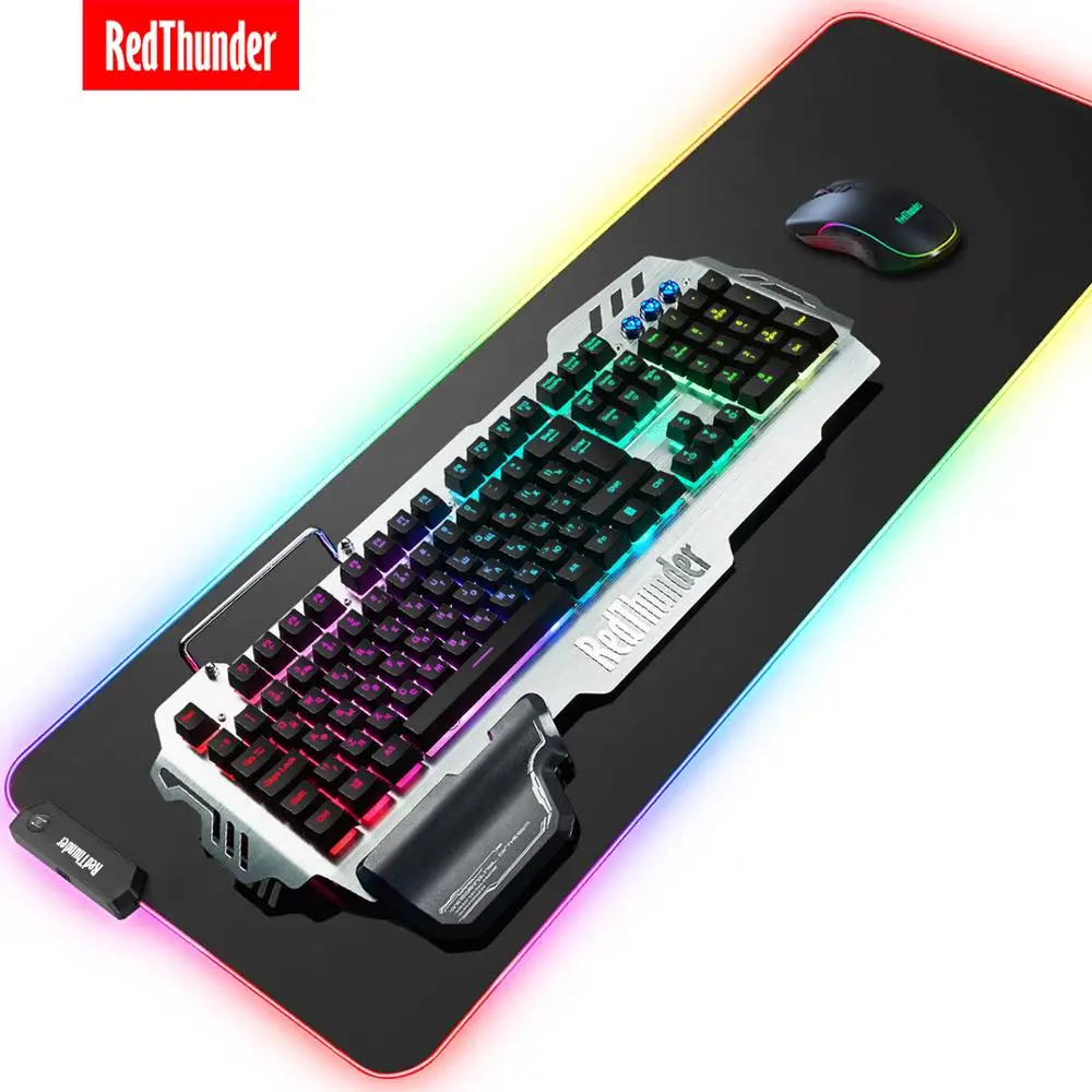 Repose-Poignet pour PS4 RedThunder K900 Clavier Semi-m/écanique Ordinateur Bureau Tout M/étallique USB Ergonomique RGB R/étro-/éclairage avec Raccourci Multim/édia AZERTY FRAN/ÇAIS PC Jeux