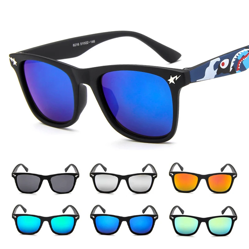 New Square Sunglasses Kids Children Brand Designer Small Shark Colorful Sun Glasses For Girls Boys Eyewear UV400 oculos