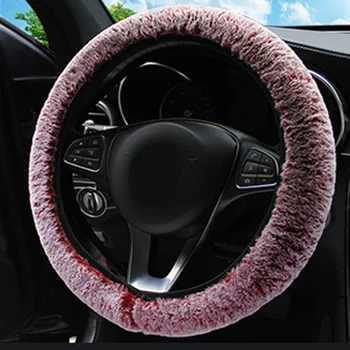 

1pc Auto Winter Warm Pink Rabbit Fur Steering Wheel Cover Car Soft Elastic Case