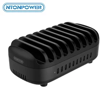 NTONPOWER 10 Ports USB Charging Station with Phone Holder 120W Desktop Charger for Tablets Kindle Fast Charging Dock for School 40 ports usb charger 300w 5v 60a smart charging station built in cooling fan fast charging for tablets laptop phone pad camera