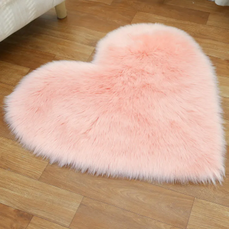 Love Heart Shaggy Carpet For Living Room Bedroom Fluffy Super Warm Plush Mats Kids Room Pure Color Faux Fur Rug Floor Rugs - Цвет: 6