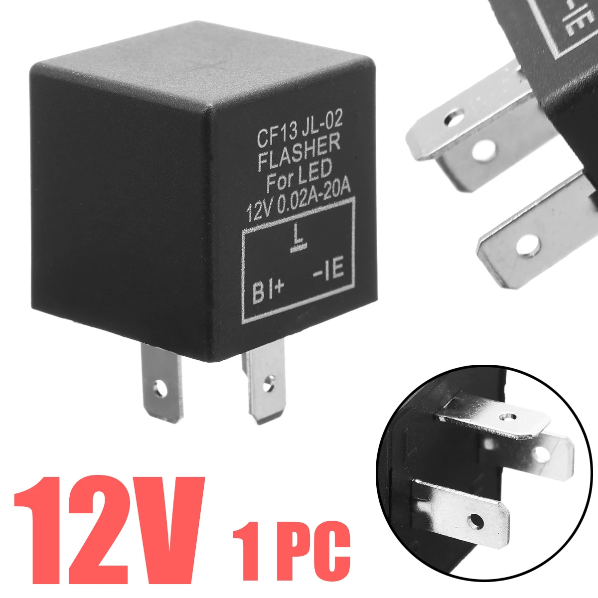 

Universal 1pc 12V 0.02A-20A 3Pin Car Flasher Relay CF13 JL-02 Fix LED Light Turn Signal Hyper Flash
