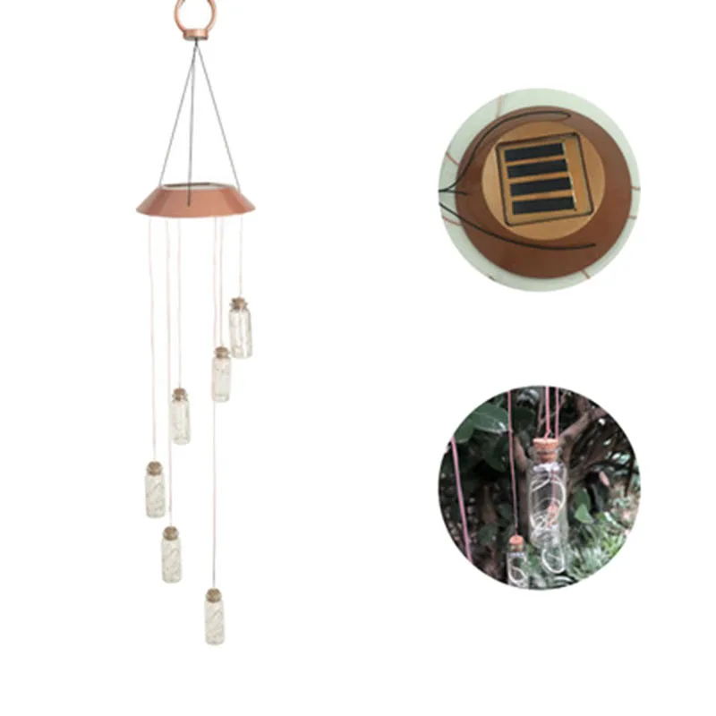 

ABUI-Solar Powered Led Wind Chime Garden Hanging Spinner Light Color Changing Lamp
