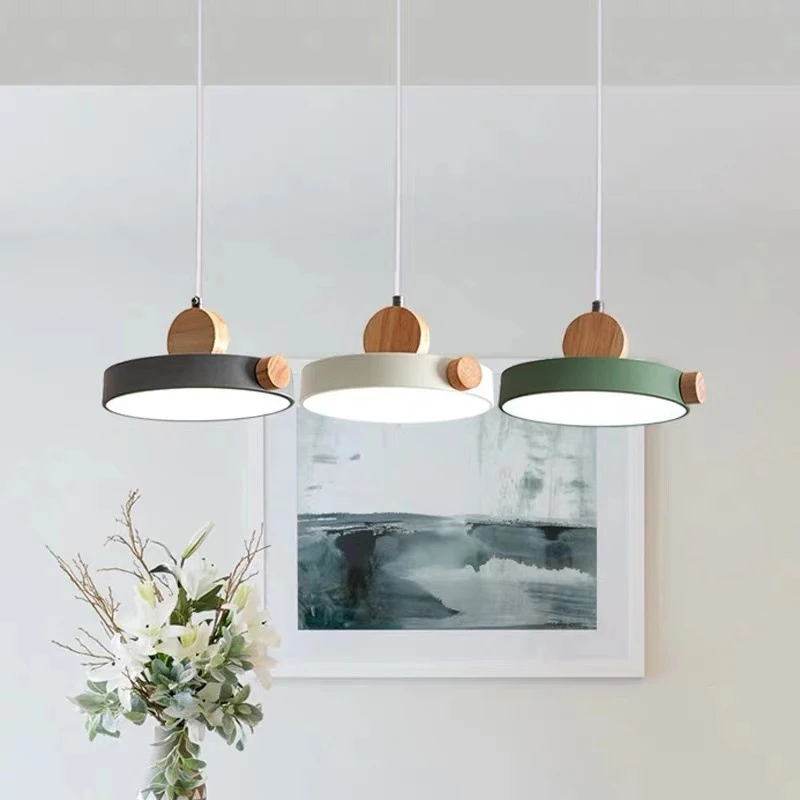 

Bedside Pendant Lamp Nordic Indoor Light Fixture For Living Room Restaurant LED Light Wood Hanging Lamp AC220V Pendant Lights