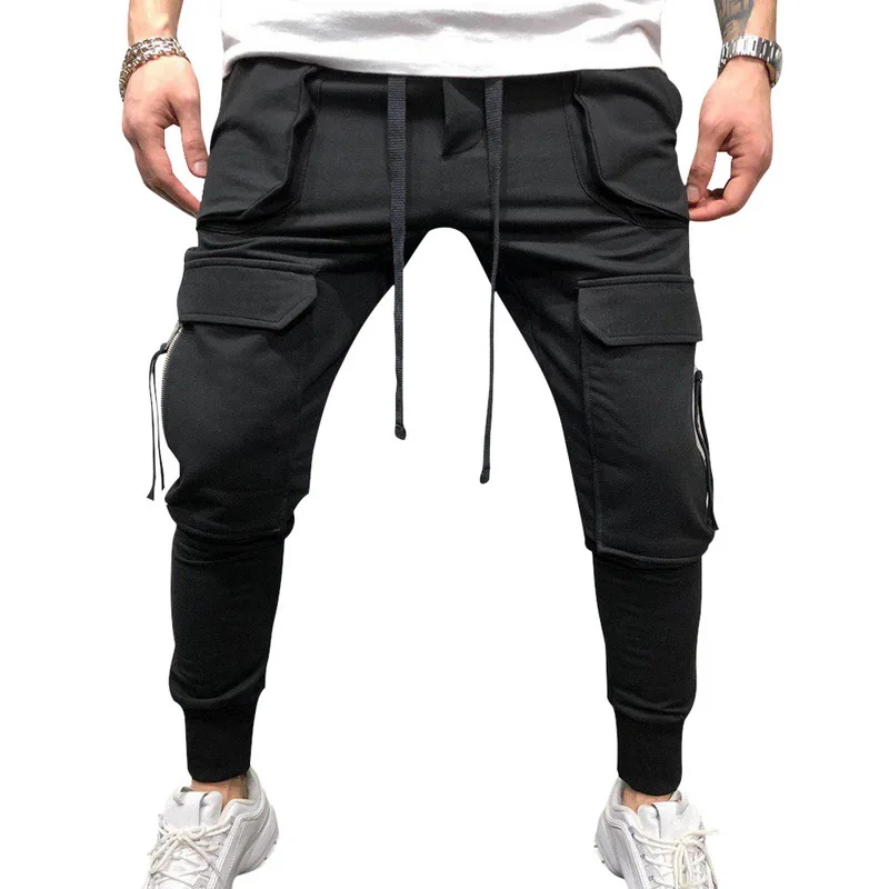 black-Style 2 CYSINCOS, модная новинка, уличная одежда, мужские спортивные штаны, повседневная спортивная одежда, одноцветные трендовые Мужские штаны в стиле хип-хоп, спортивные штаны - Цвет: black-Style 2
