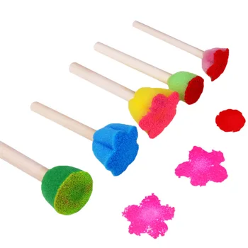 

5Pcs Baby Funny Colorful Flower Pattern Drawing Toys Gift Children's Graffiti Tools Sponge Brush Children Art DIY Painting Seals