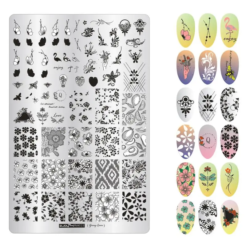 1 упаковка, нержавеющая сталь пластины для штамповки ногтей цветы для дизайна ногтей DIY пластина для изображения ногтей мульти-шаблоны трафаретов аксессуары для шаблонов - Цвет: 18