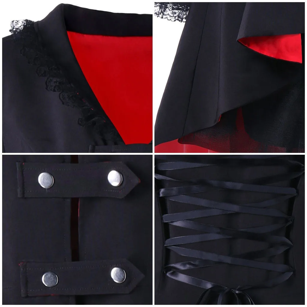 Страусиная Готическая куртка Лолита женские костюмы для косплея верхняя одежда ласточкин хвост длинный рукав кружевная накидка Сращивание формальный Асимметричный 82
