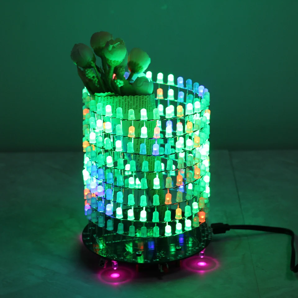 LED ライトキューブ LEDキューブ点滅ライト,日曜大工キット,音楽,スペクトル,8x32