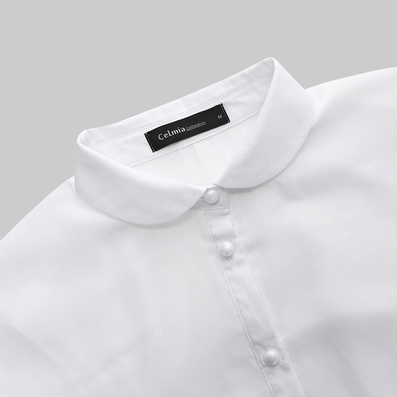 Celmia Plus Size Ruffles Shirts Elegant Women White Chiffon Blouse Summer Short Sleeve Office Tops Buttons Casual Loose Blusas 7