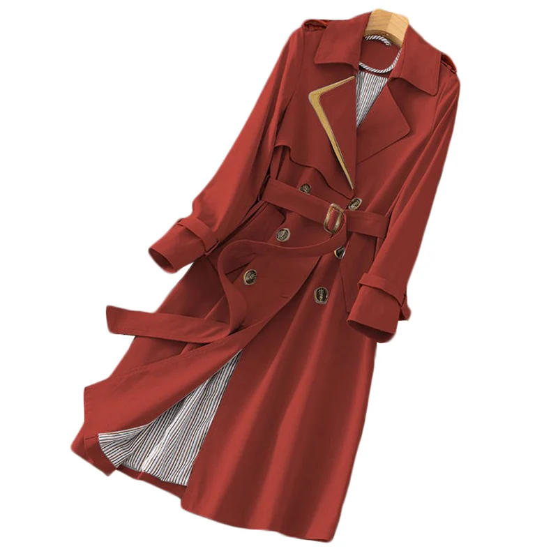 Buena Compra Abrigo cortavientos largo de talla grande para mujer, gabardina de moda coreana a prueba de viento, tendencia 4XL, primavera y otoño, 2021 mmQKMDeEQmE