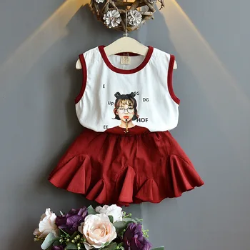 

Girls Clothing Set Summer Casual Dresses New Sweet Kids Printing Sleeveless Vest Girl Baby Princess Dress Fashion Clothing 2 6Y