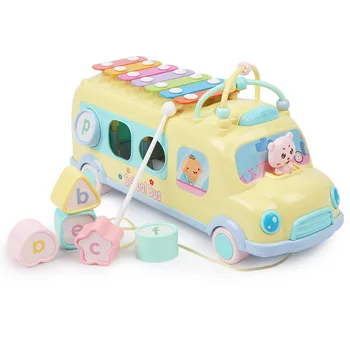 

Baby Music Toys Round Beads Xylophone Bus Toys Music Shapes Cognitive Toys Building Blocks for Baby 1 2 3 Years 4 5 6 7 Months