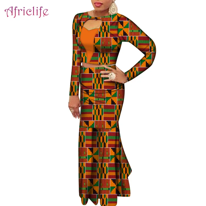 

Autumn Spring Skirt Sets 2020 FASHION Mini Women Long Sleeve Top and Ankle-length Skirt Matching Sets Outfits WY7610