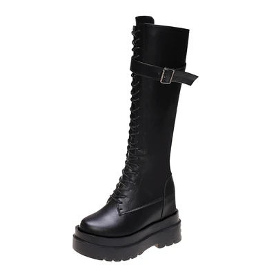 Martin boots women's British style autumn 2020 new high-tube women's boots wild thick-soled increase, but knee boots are thin