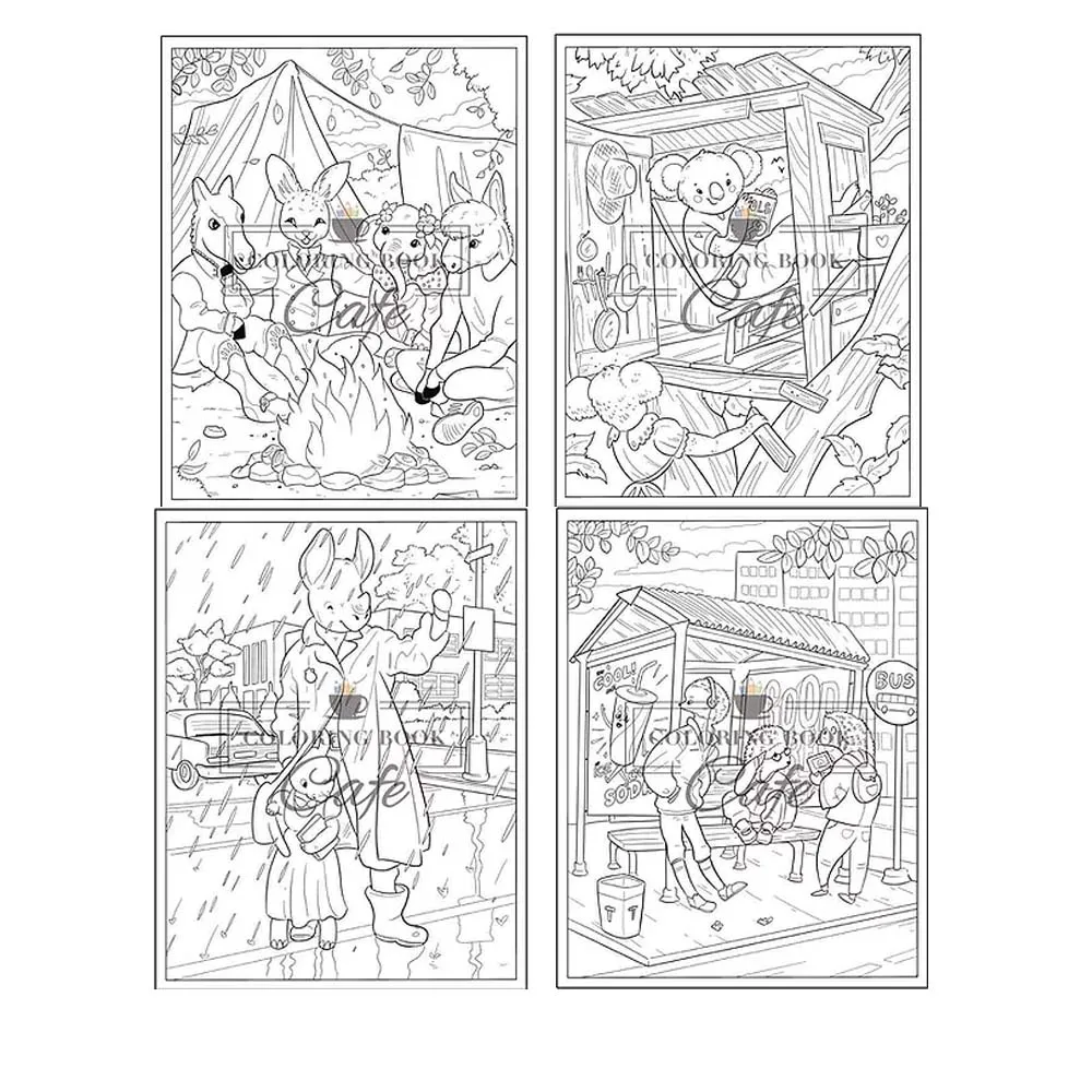 Livro de Colorir com Animais: Livro de Colorir para Adultos Relaxamento e Ilustrações de Cidades de Animais com Lojas Inclui Diversão Jardim um Que 4 Livro de colorir com animais: um livro