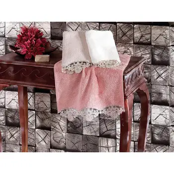 

Clear French Laced Lux Bamboo Towel 2'li Raw White Powder
