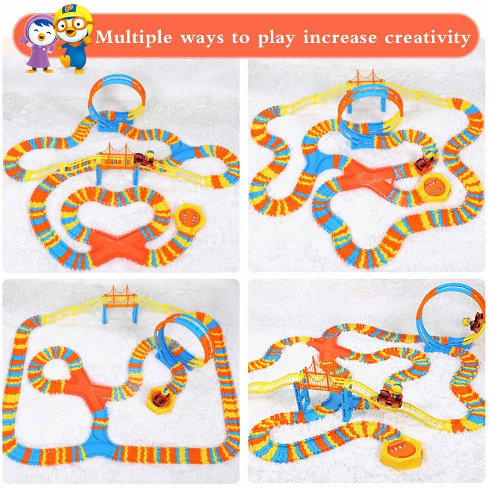 Kids Little Penguin Variety Assembled Rail Car Toys Children's Puzzle DIY Assembled Cartoon Penguin Climbing Interactive Toy