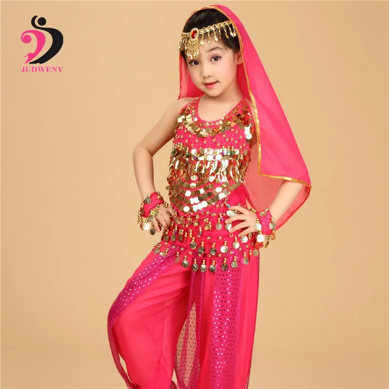 Детские танцевальные костюмы для живота Детские костюмы для восточных танцев Одежда для танца живота Индийские танцы Болливуд 3 цвета