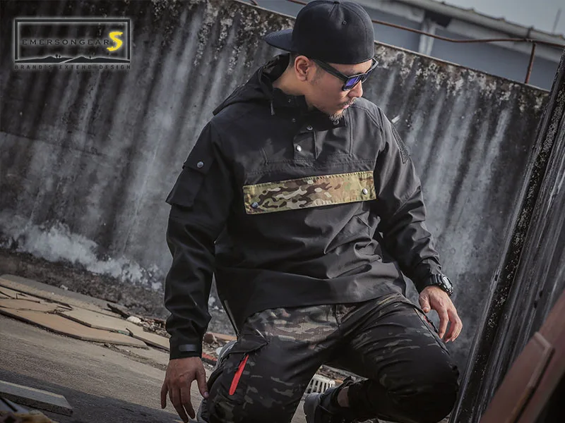 Emersongear Мужская Женская толстовка с капюшоном водонепроницаемая ветровка почтальон хип хоп стиль камуфляжная куртка весенний спортивный костюм уличная ветровка