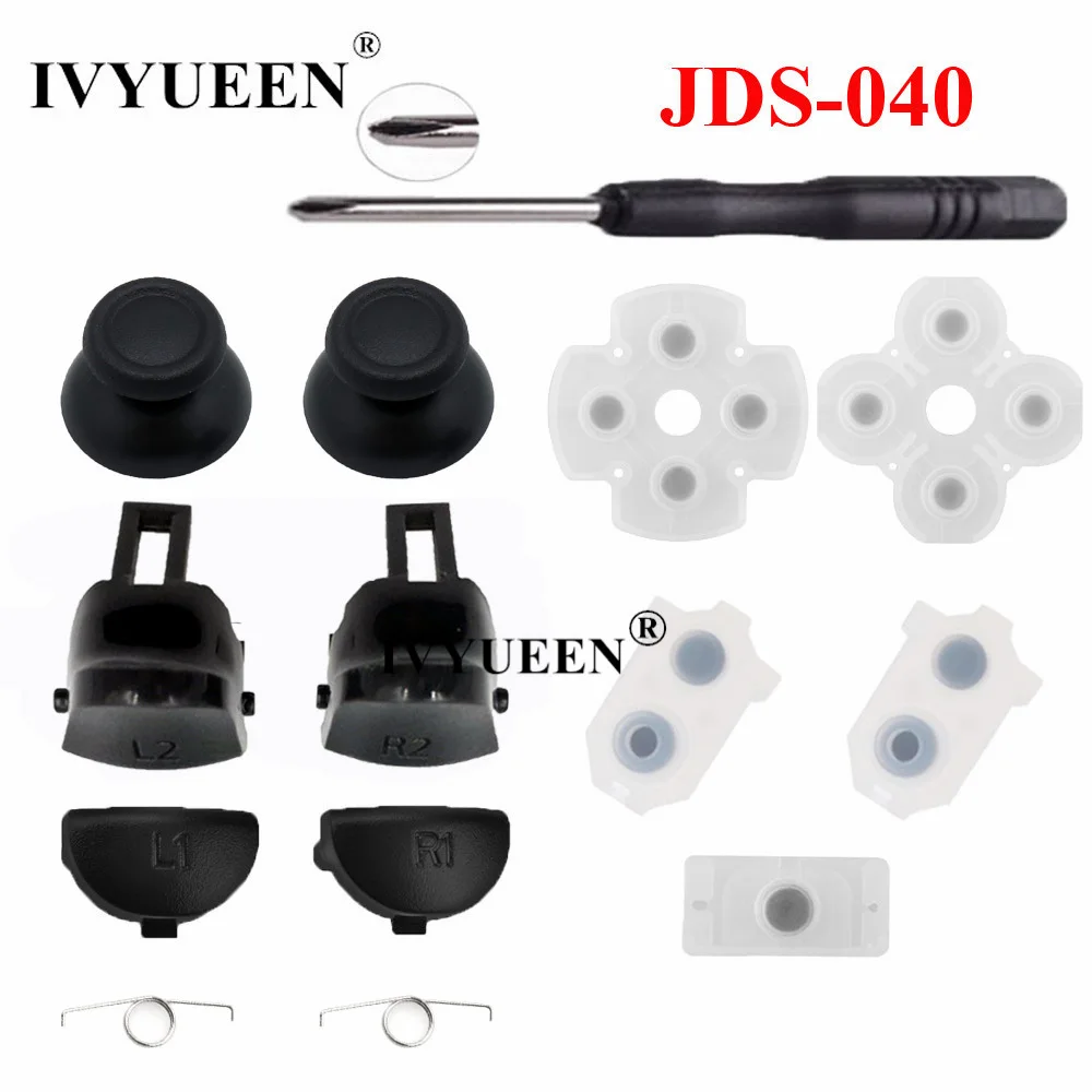 JDS-040 IVYUEEN для Dualshock 4 PS4 PRO тонкий контроллер L1 R1 L2 R2 триггерные кнопки аналоговая палка+ проводящая резиновая Кнопка Запасные части - Цвет: JDS-040