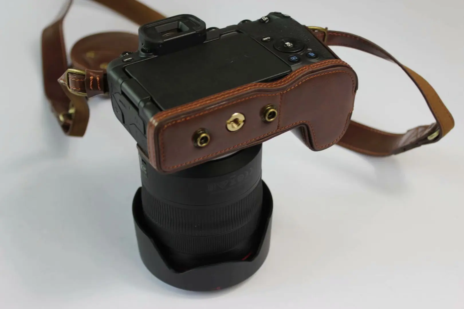 Pu Leather Camera Case Bag For Canon EOSR EOSRP RP R 24-105-45mm Lens Openning Bottom Cover With Strap Mini Pouch Wrist strap