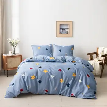 

Bonenjoy Duvet Cover Set Stars Printed Quilt Cover and Pillow Sham Single/Queen/King Comforter Cover housse de couette Bed Cover