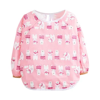 

Promotion 5T Toddler Baby Waterproof Sleeved Pocket Children Cartoon Pattern Painted Drawing Bib