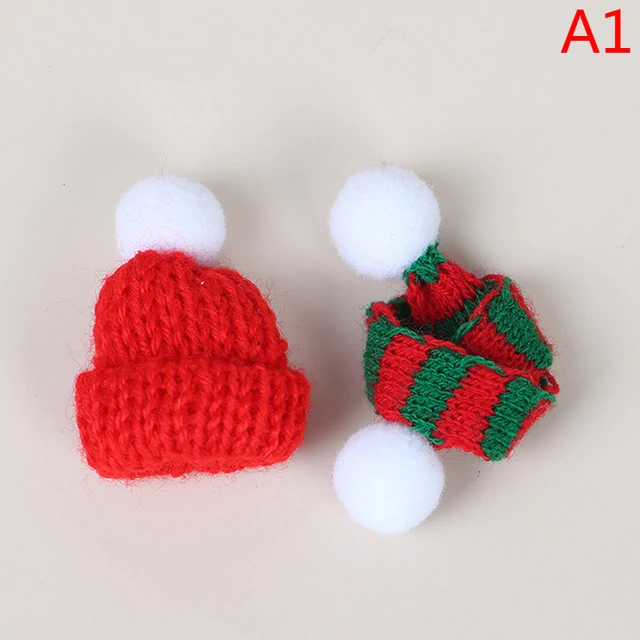1/2/10pcs Random Knitted Hat Cute Doll Cap Fashion Colourful Headwear Accessories Mini Decorative Christmas Hat Scarf Towel A1