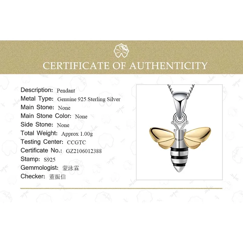 Lotus Fun 925 Sterling Silver handmade honey bee pendant for women gift pendant necklace silver pendant silver necklace charms