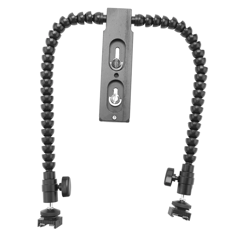 Flexible Dual Arm Hot Shoe Flash Bracket Mount Holder for Canon Nikon Pentax Macro Shot Camera Accessories flash holder photography accessory